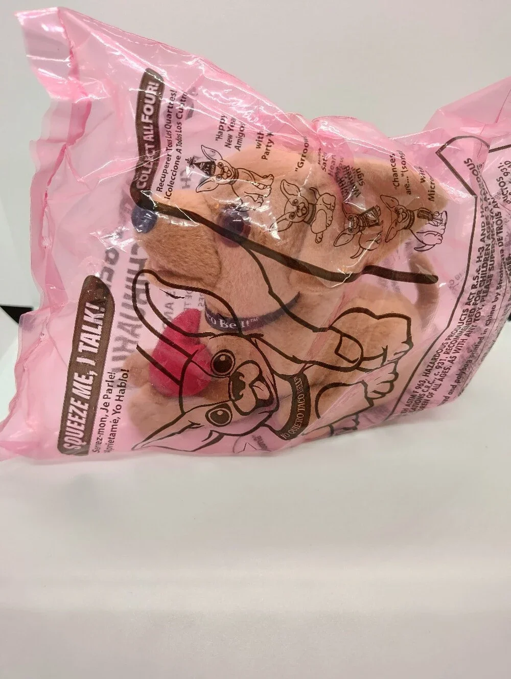 Taco bell Chihuahua With Red Heart Plush - Pink Packaging